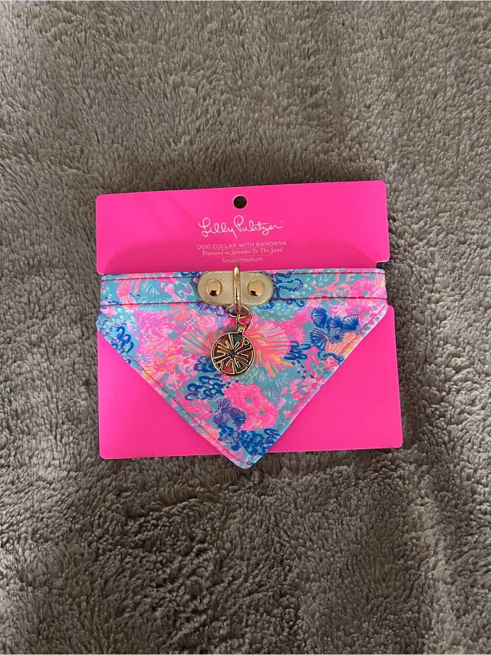 Lilly Pulitzer Floral Dog Collar with Bandana - Pink/Blue